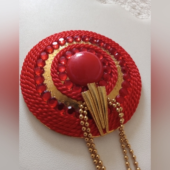 1980s Designer Charmant Belts Inc Beverly Hills Rhinestone Cabochon Belt Buckle - Picture 5 of 6